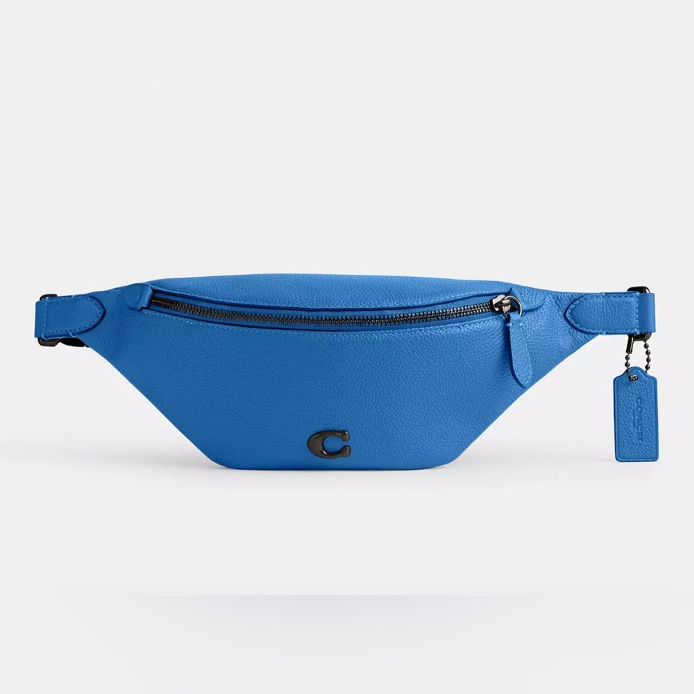 Blue Leather Belt Bag